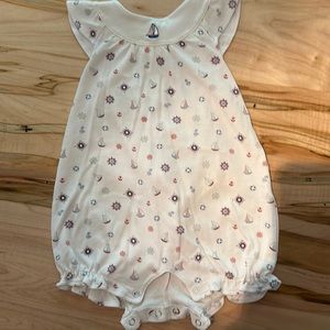 Kissy Kissy Cream Nautical Sailboat Print One-Piece